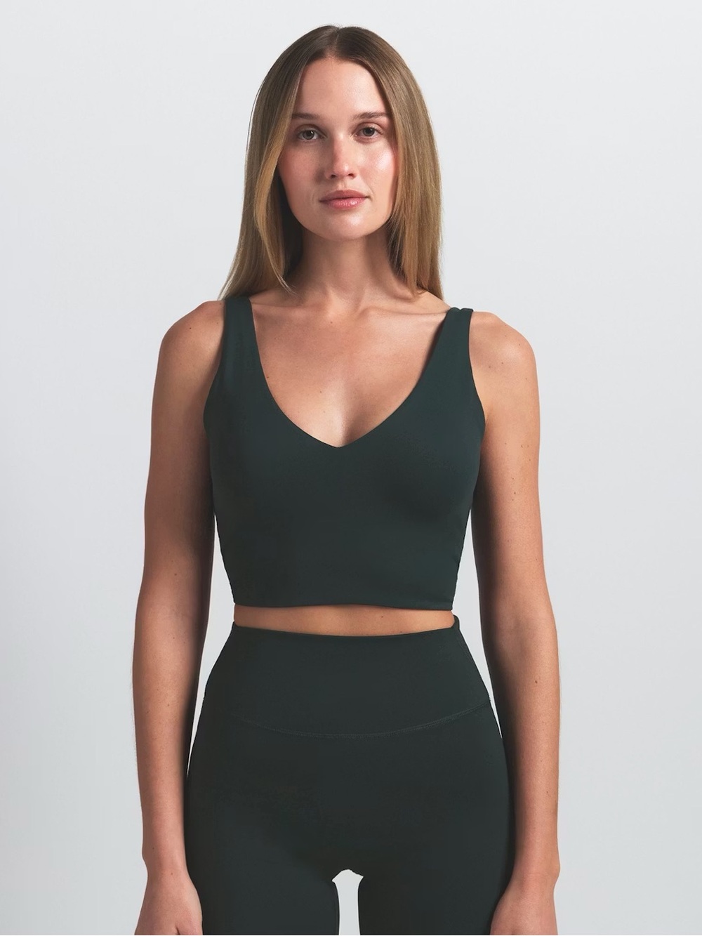 NikeSKIMS MATTE V-NECK LONGLINE BRA TOP - NWT - DARK TEAL - XXS